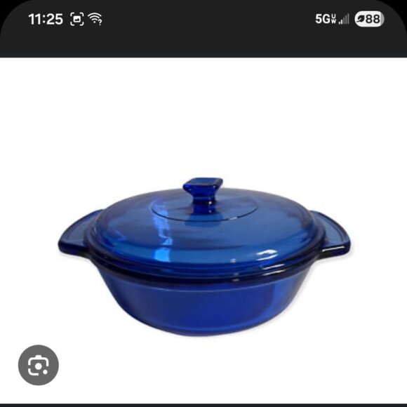 Anchor Ovenware Cobalt Blue Glass Round Casserole Dish with lid - Picture 3 of 3